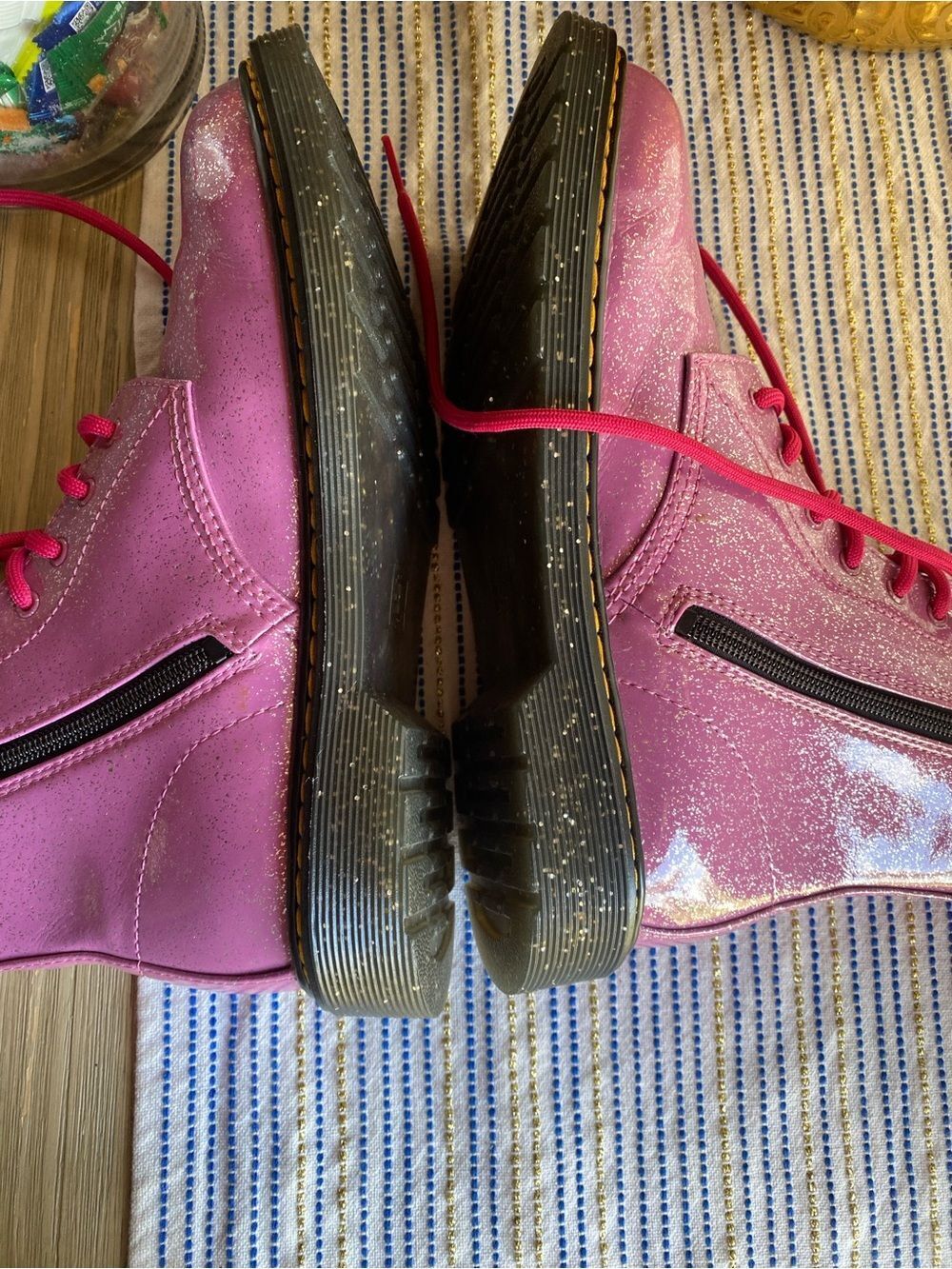 Dr. Martens pink Sparkle Shiny Glitter 1460 Lace Up Womens Sz 7 - Picture 9 of 13